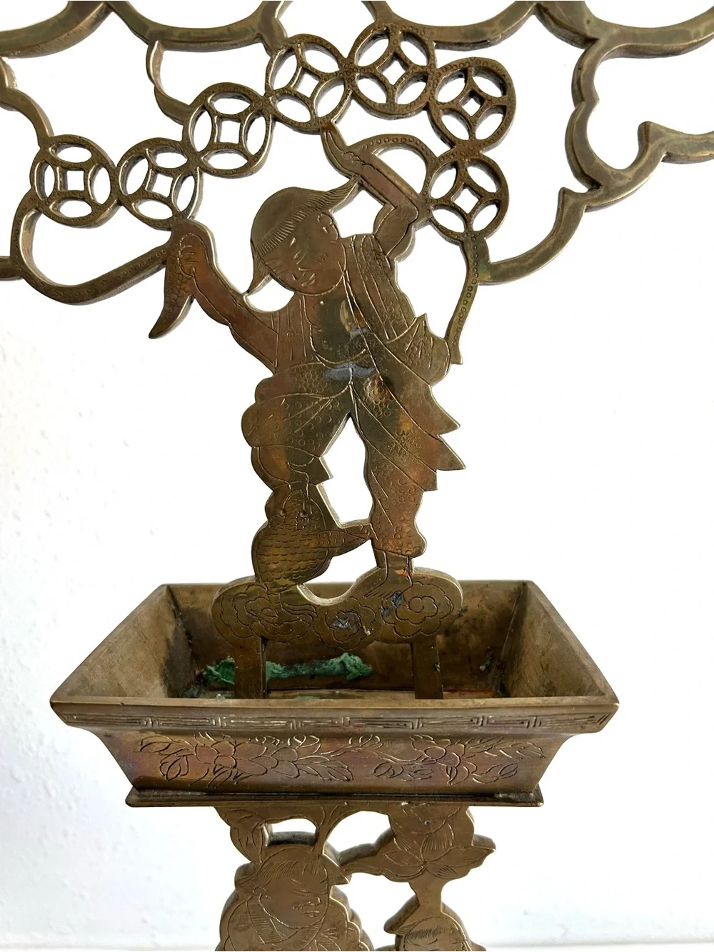 Vintage Ornate Brass Asian Chinese Candelabra 7 Candle Holders Heavy 24